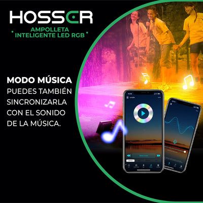 Ampolletas Led E27 Hosser Inteligente Led 9W RGB Alexa Google App Tuya