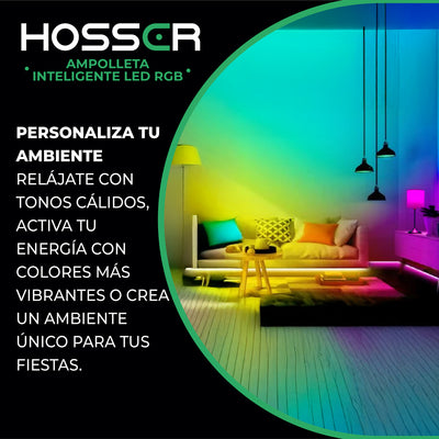 Ampolletas Led E27 Hosser Inteligente Led 9W RGB Alexa Google App Tuya