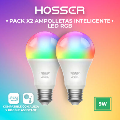 Ampolletas Led E27 Hosser Inteligente Led 9W RGB App Tuya X2