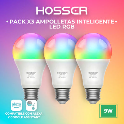 Ampolletas Led E27 Hosser Inteligente Led 9W RGB App Tuya X3