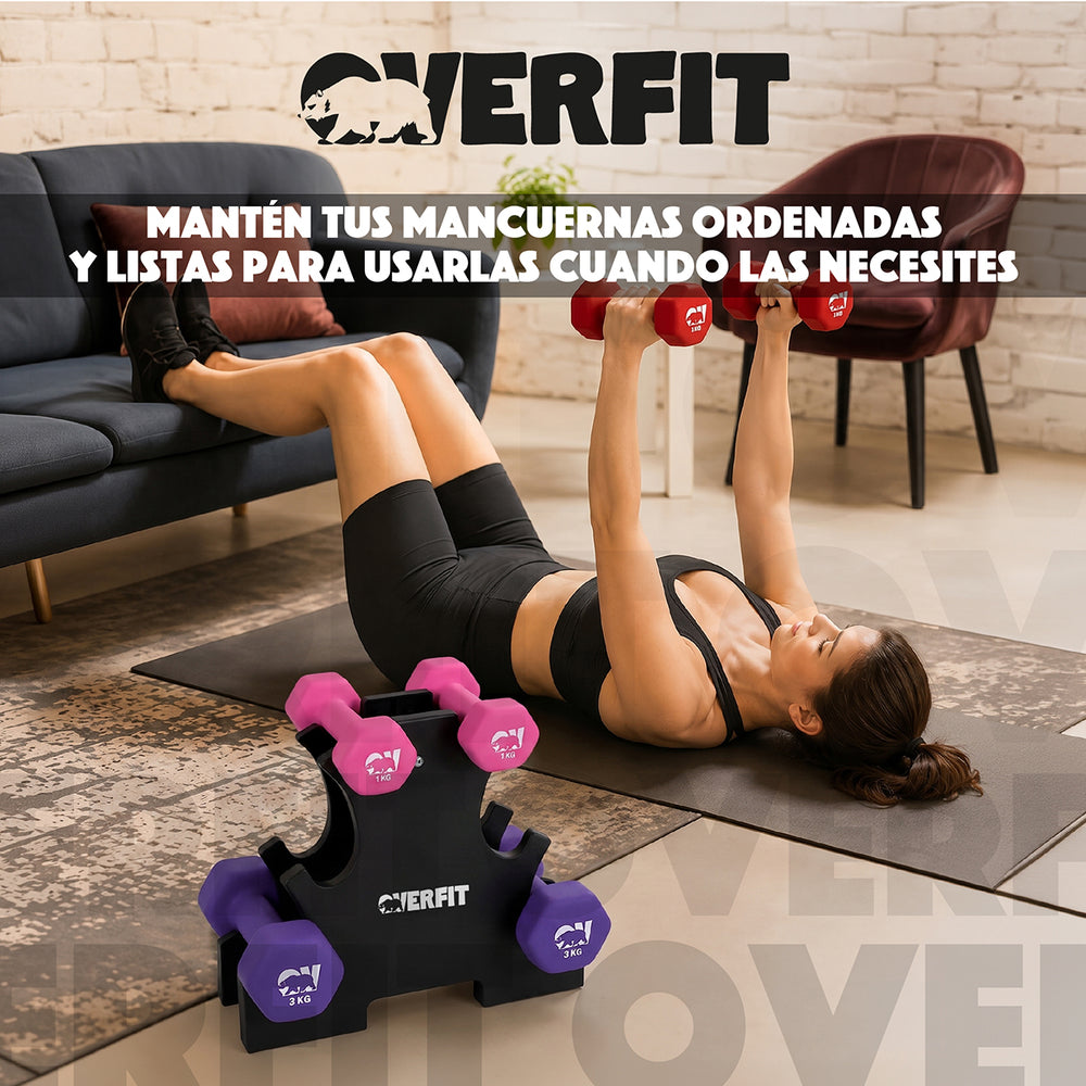 Rack Organizador de Mancuernas Neopreno Overfit Hasta 12Kg