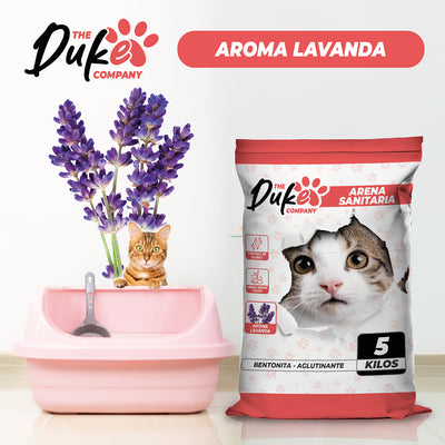 Arena Para Gato 5 Kilos Duke Bentonita Aglutinante Lavanda