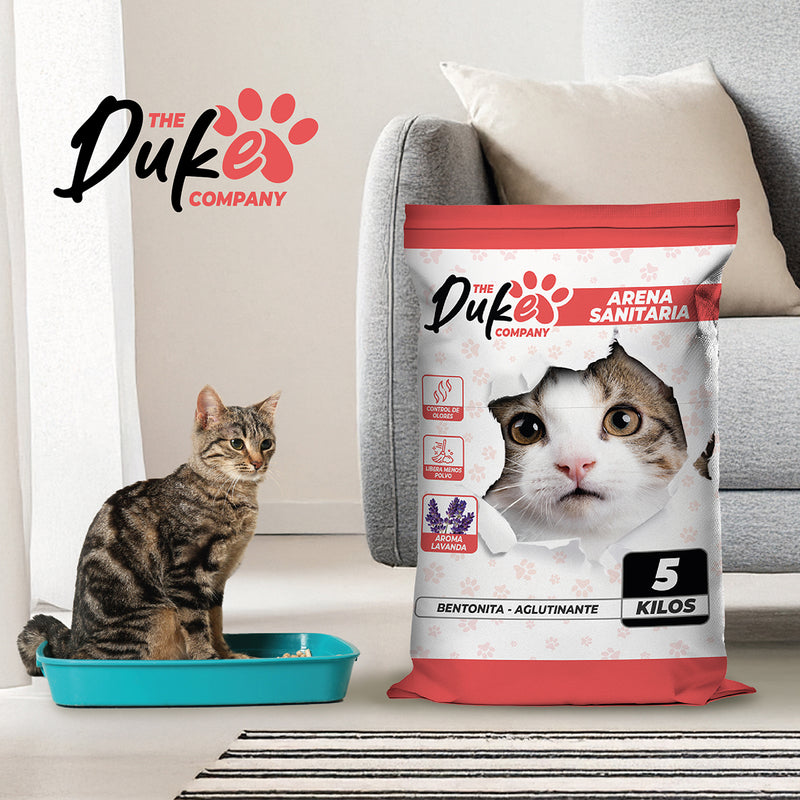 Arena Para Gato 5 Kilos Duke Bentonita Aglutinante Lavanda