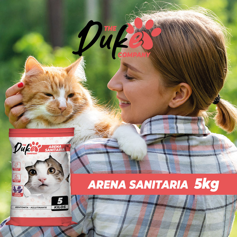 Arena Para Gato 5 Kilos Duke Bentonita Aglutinante Lavanda