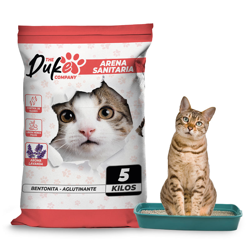 Arena Para Gato 5 Kilos Duke Bentonita Aglutinante Lavanda