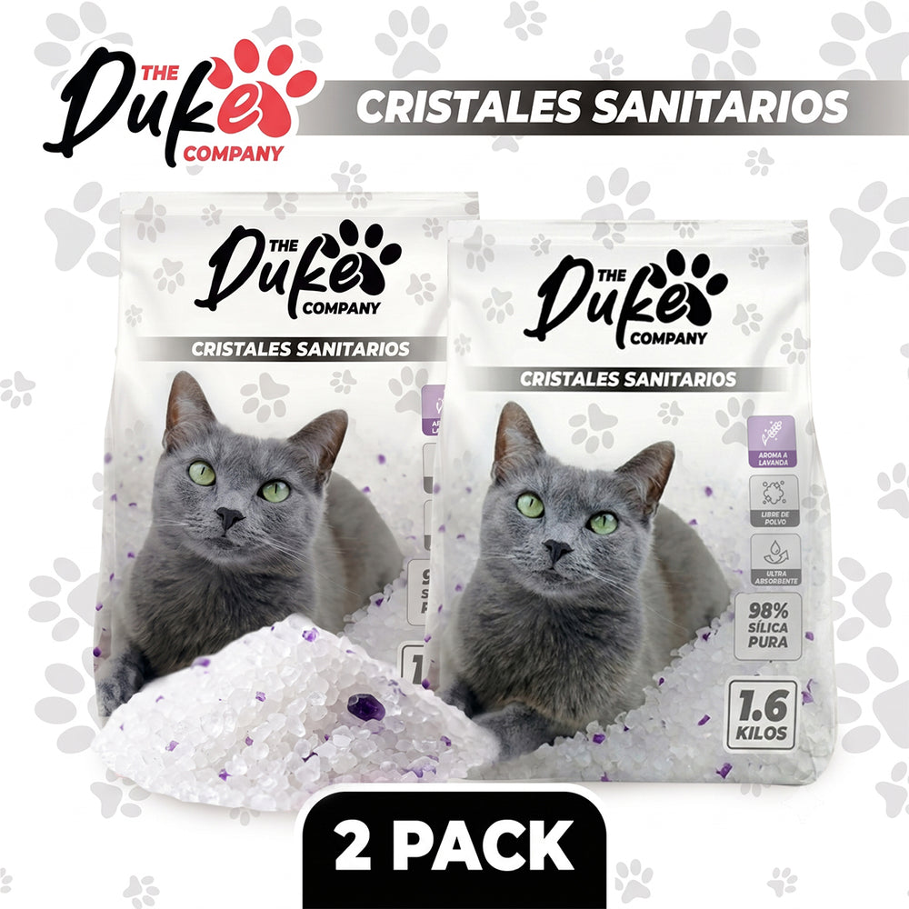 Arena para gato Duke cristales sanitarios pack 2 bolsas