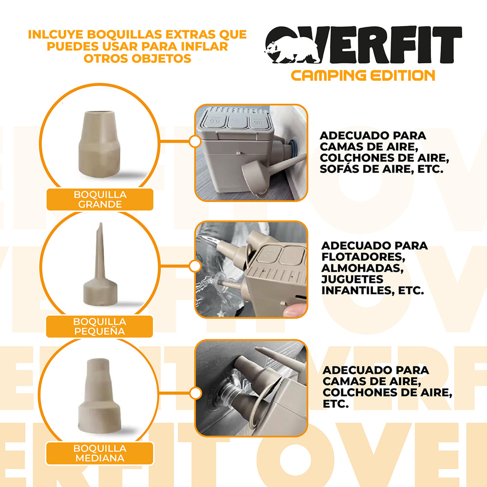 Colchón Inflable Electrico 2 Plazas Overfit Bomba Portatil