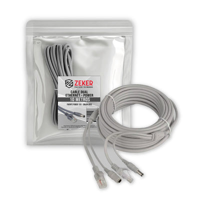 Cable Camara Seguridad Zeker Dual Extensor 10M Dc + Ethernet