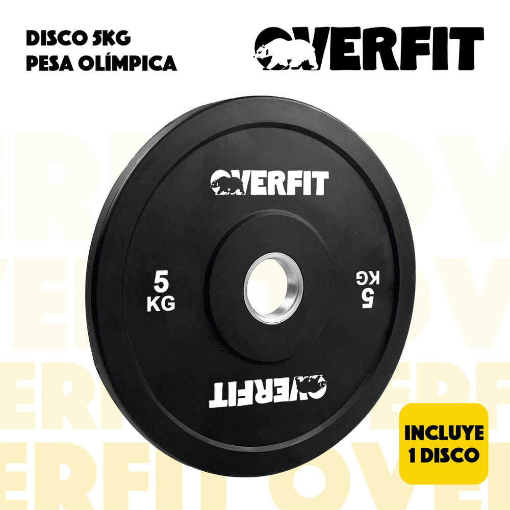 Disco Pesa Olimpica Goma Overfit 5kg Antideslizante