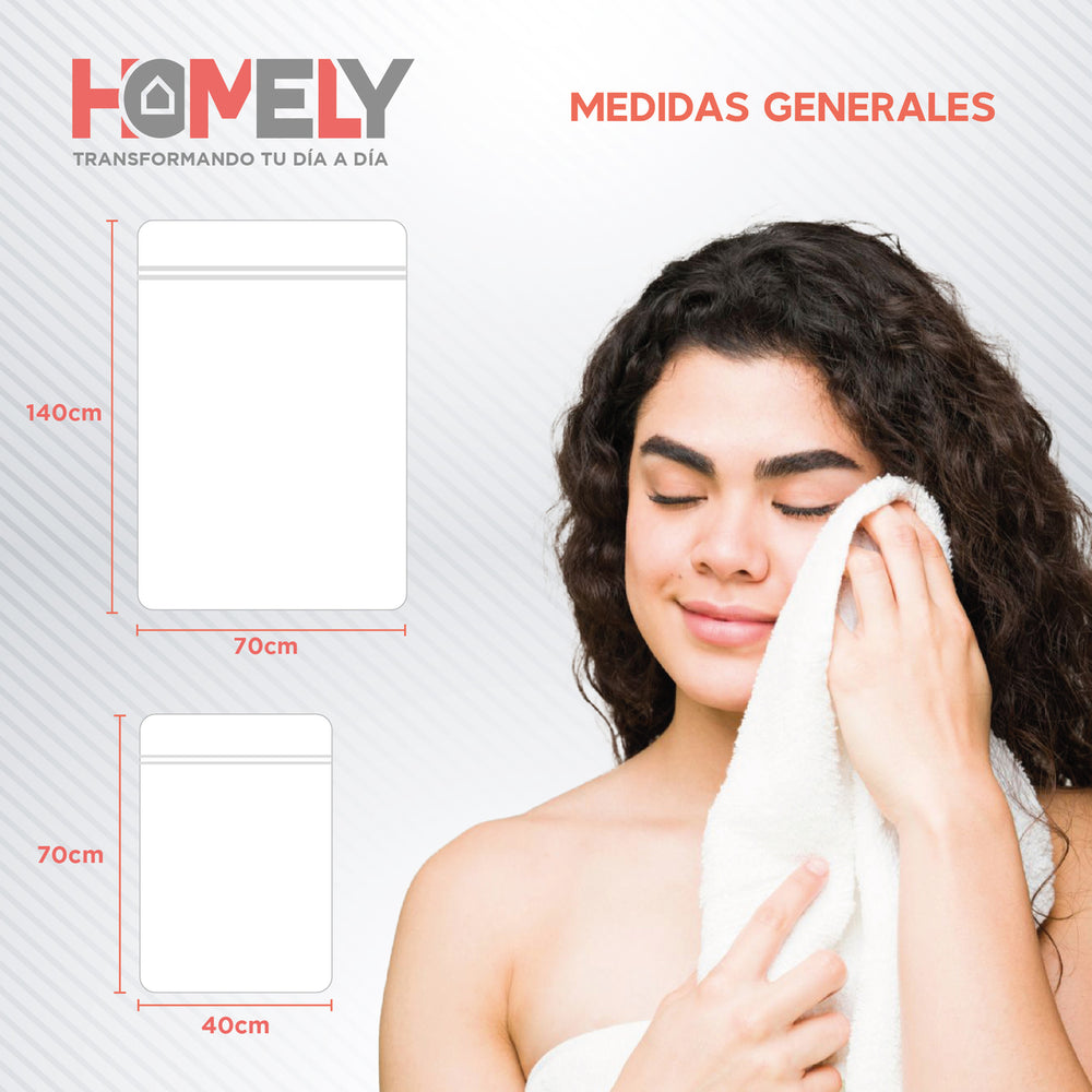 Toallas de Baño Algodon Homely 350 Gsm Cuerpo y Manos Set X2