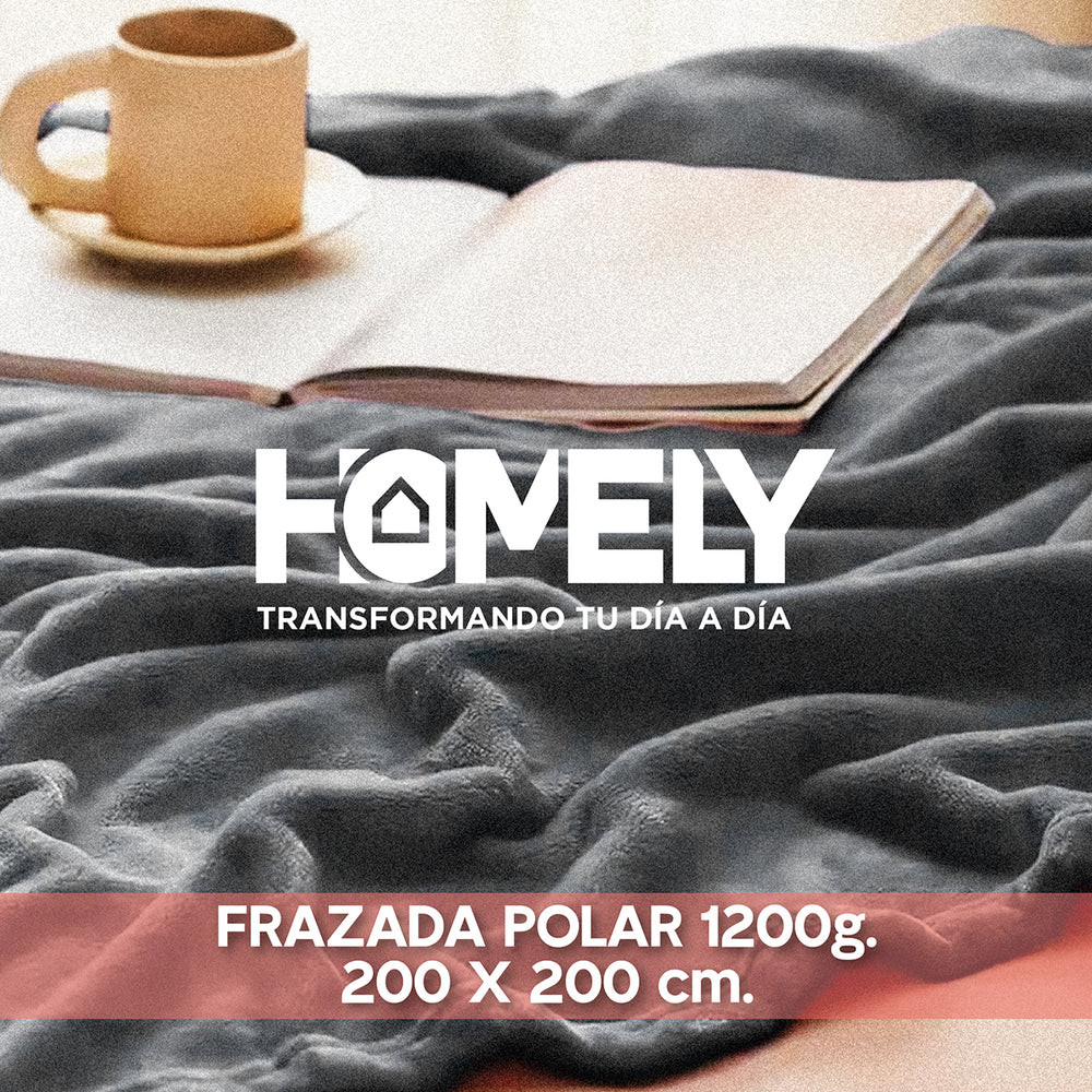 Frazada Polar Termica King Homely Manta 200x200cm Gris