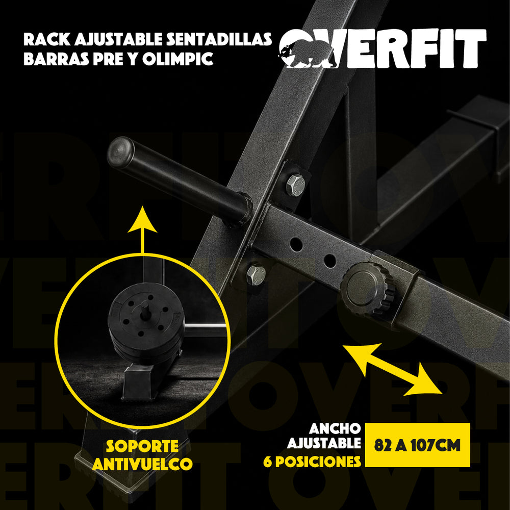 Rack Squat Sentadillas Ajustable Overfit Barra Pre Y Olimpic