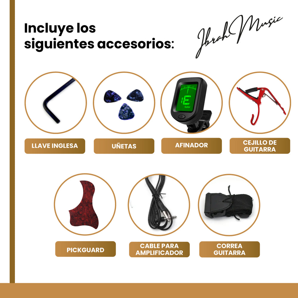 Guitarra Electroacustica Ibrah Music 41 Pulgadas Funda + Acc