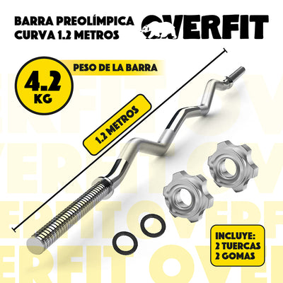 Barra Preolimpica Z 6.5 kg Overfit 120 cm Cromada Fitness