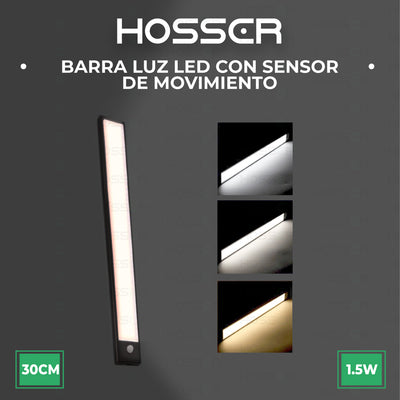 Aplique pared Luz Led Hosser Barra Portatil Dormitorio Closet Interior Exterior Con Sensor de Movimiento 30cm