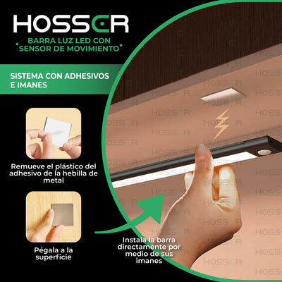 Aplique pared Luz Led Hosser Barra Portatil Dormitorio Closet Interior Exterior Con Sensor de Movimiento 30cm