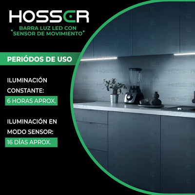 Aplique pared Luz Led Hosser Barra Portatil Dormitorio Closet Interior Exterior Con Sensor de Movimiento 30cm