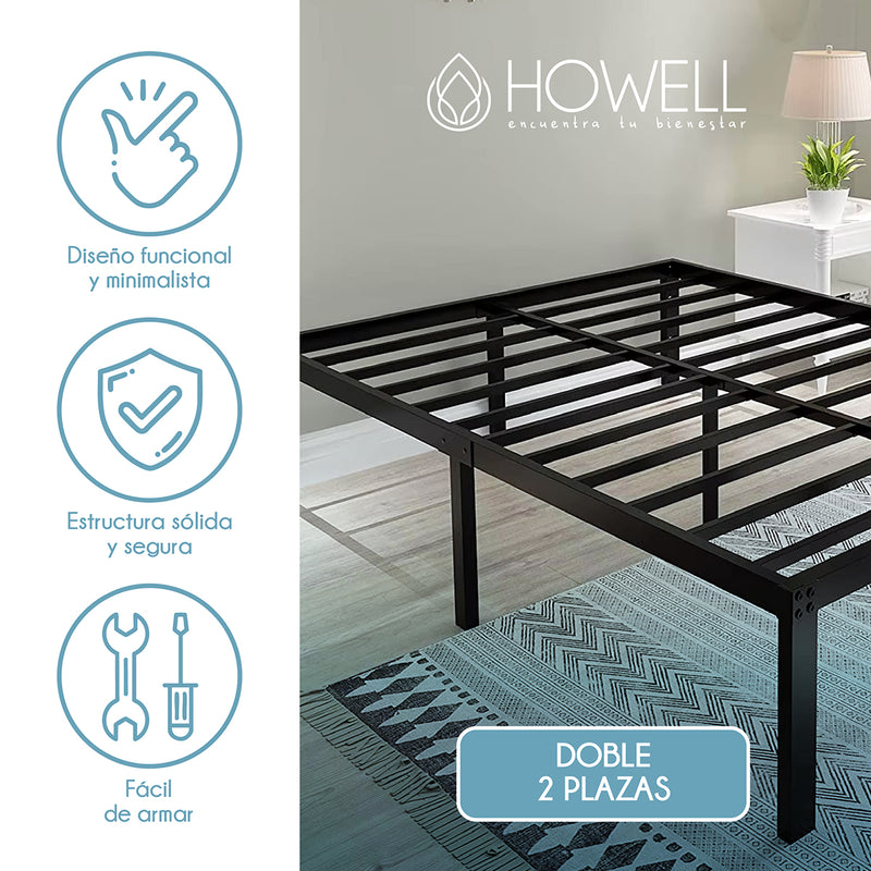 Base cama 2 plazas Howell 190x150x30 Acero Soporta 400kg