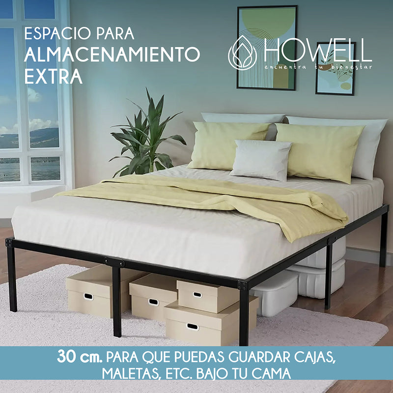 Base cama 2 plazas Howell 190x150x30 Acero Soporta 400kg