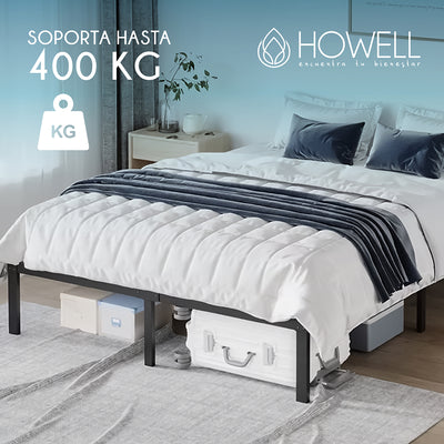 Base cama 2 plazas Howell 190x150x30 Acero Soporta 400kg