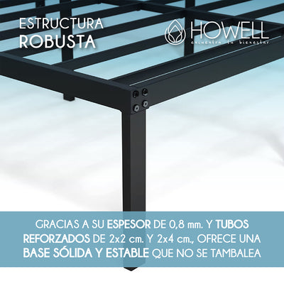 Base cama 2 plazas Howell 190x150x30 Acero Soporta 400kg