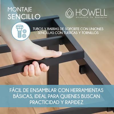 Base cama 2 plazas Howell 190x150x30 Acero Soporta 400kg