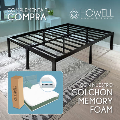 Base cama 2 plazas Howell 190x150x30 Acero Soporta 400kg