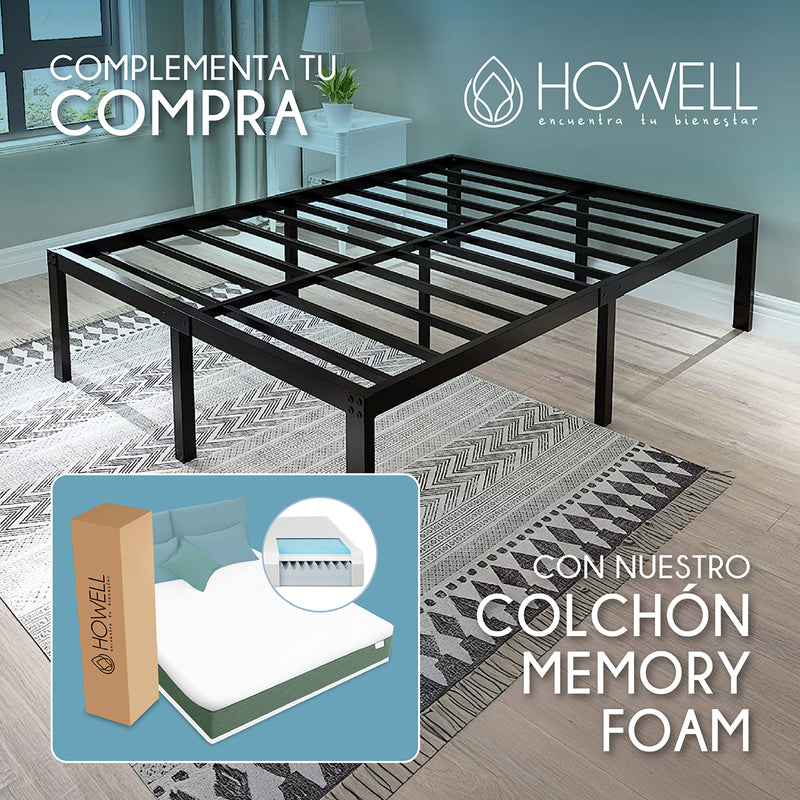 Base cama 2 plazas Howell 190x150x30 Acero Soporta 400kg