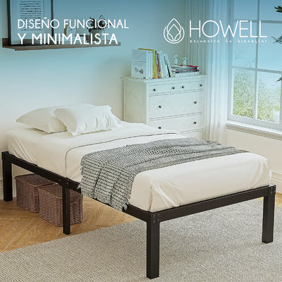 Base cama 1 plaza Howell 190x90x30 Acero Soporta 250kg