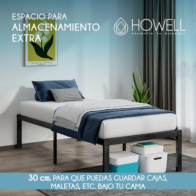 Base cama 1 plaza Howell 190x90x30 Acero Soporta 250kg