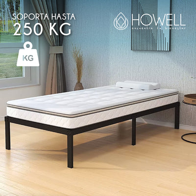 Base cama 1 plaza Howell 190x90x30 Acero Soporta 250kg