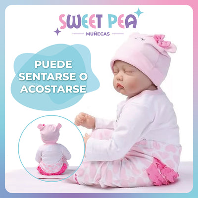 Bebé Reborn Ojos Cerrados Sweet Pea Realista Silicona 55 Cm