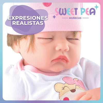 Bebé Reborn Ojos Cerrados Sweet Pea Realista Silicona 55 Cm