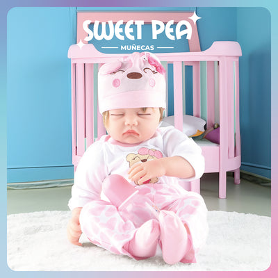 Bebé Reborn Ojos Cerrados Sweet Pea Realista Silicona 55 Cm