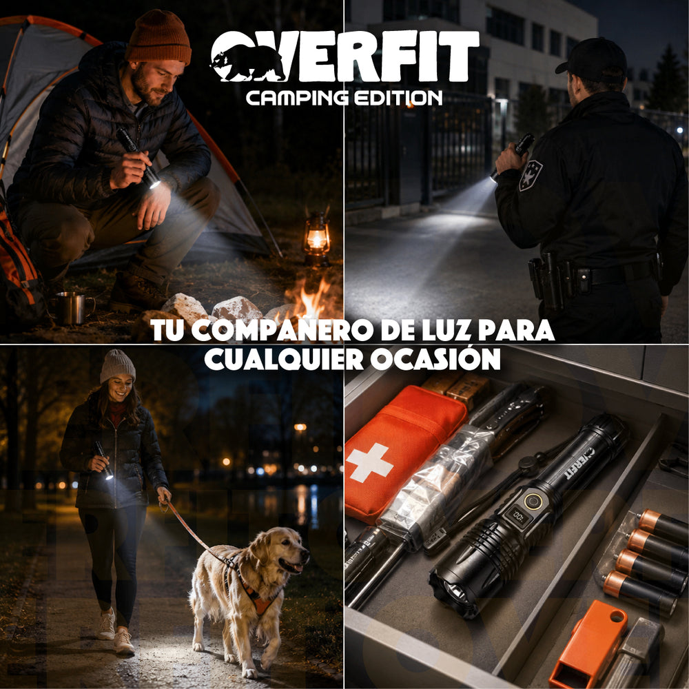 Linterna Led Overfit Largo Alcance Bolsillo Tactica Potente