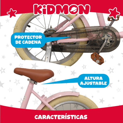 Bicicleta Infantil Aro 16 Kidmon Ruedas de Aprendizaje Niña