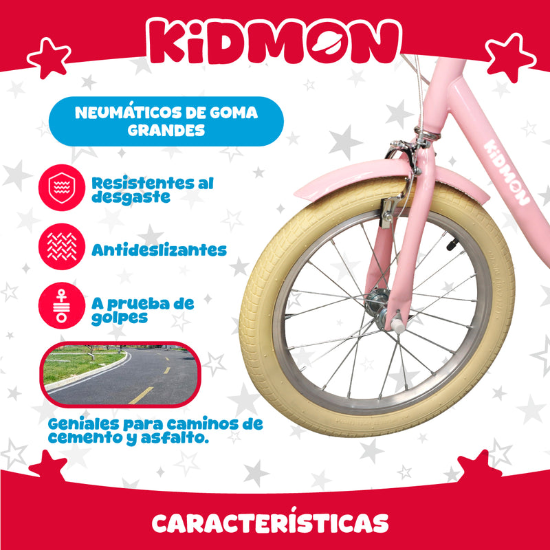 Bicicleta Infantil Aro 16 Kidmon Ruedas de Aprendizaje Niña