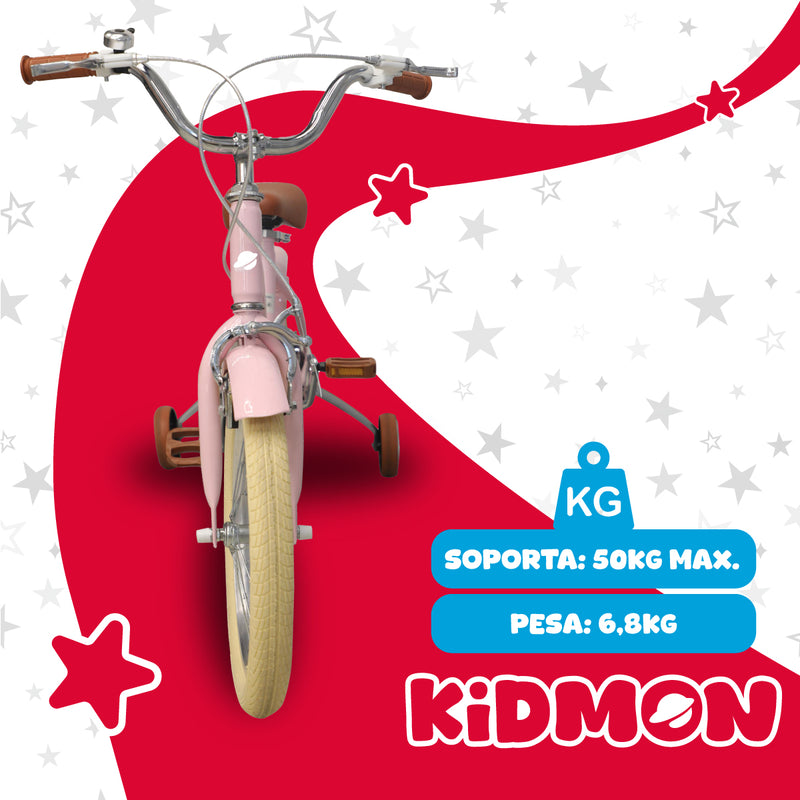 Bicicleta Infantil Aro 16 Kidmon Ruedas de Aprendizaje Niña