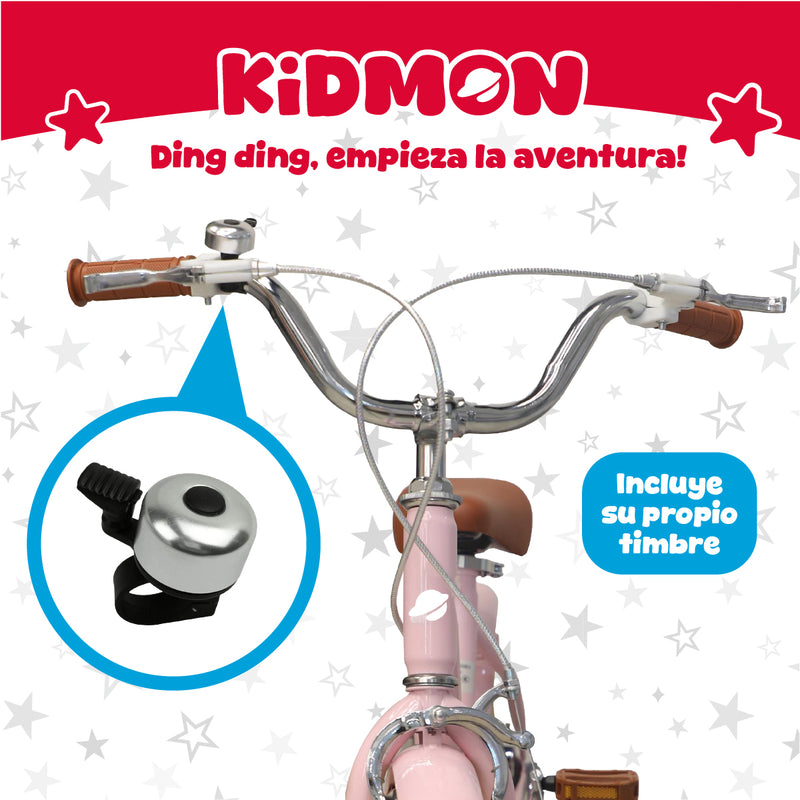 Bicicleta Infantil Aro 16 Kidmon Ruedas de Aprendizaje Niña