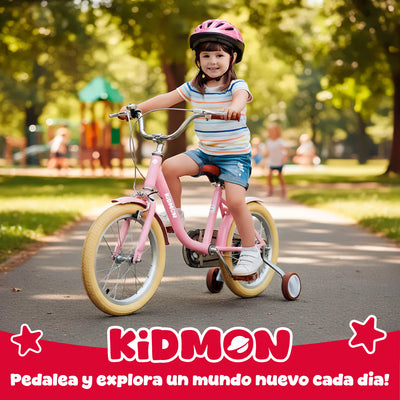 Bicicleta Infantil Aro 16 Kidmon Ruedas de Aprendizaje Niña