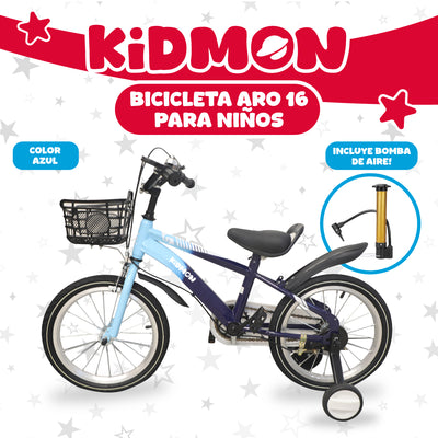 Bicicleta Infantil Aro 16 Kidmon Ruedas de Aprendizaje Niño