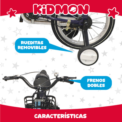 Bicicleta Infantil Aro 16 Kidmon Ruedas de Aprendizaje Niño