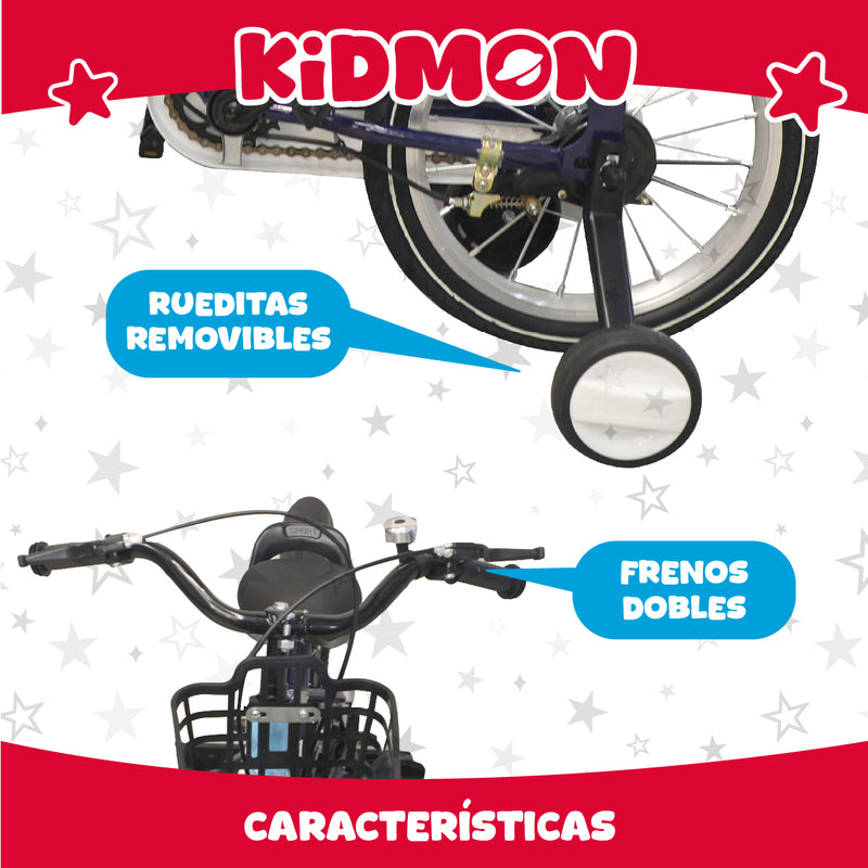 Bicicleta Infantil Aro 16 Kidmon Ruedas de Aprendizaje Niño