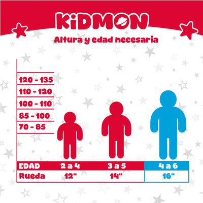 Bicicleta Infantil Aro 16 Kidmon Ruedas de Aprendizaje Niño