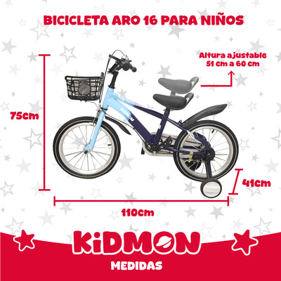 Bicicleta Infantil Aro 16 Kidmon Ruedas de Aprendizaje Niño