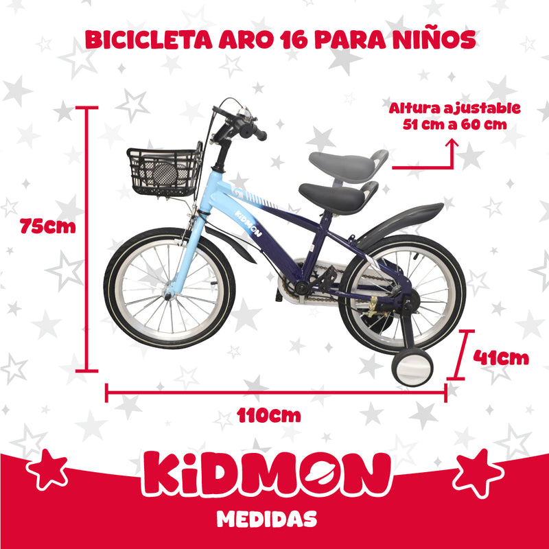 Bicicleta Infantil Aro 16 Kidmon Ruedas de Aprendizaje Niño