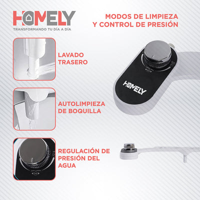 Bidet Homely Para Inodoro Ajustable Lavado Frontal y Trasero