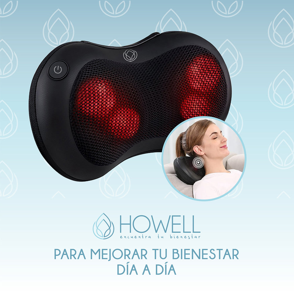 Cojín Masajeador Inalámbrico Howell Almohada Masaje Calor