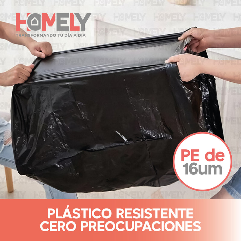 Bolsas Basura 75x90cm Con Cordon 10U Homely 100L Resistente