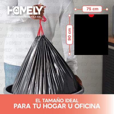 Bolsas Basura 75x90cm Con Cordon 10U Homely 100L Resistente